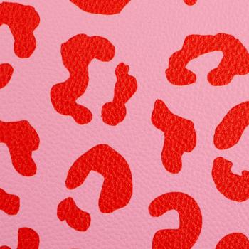 Preview: 50x70 cm Zuschnitt Kunstleder Happy Leo rosa/rot by Cherry Picking von Swafing